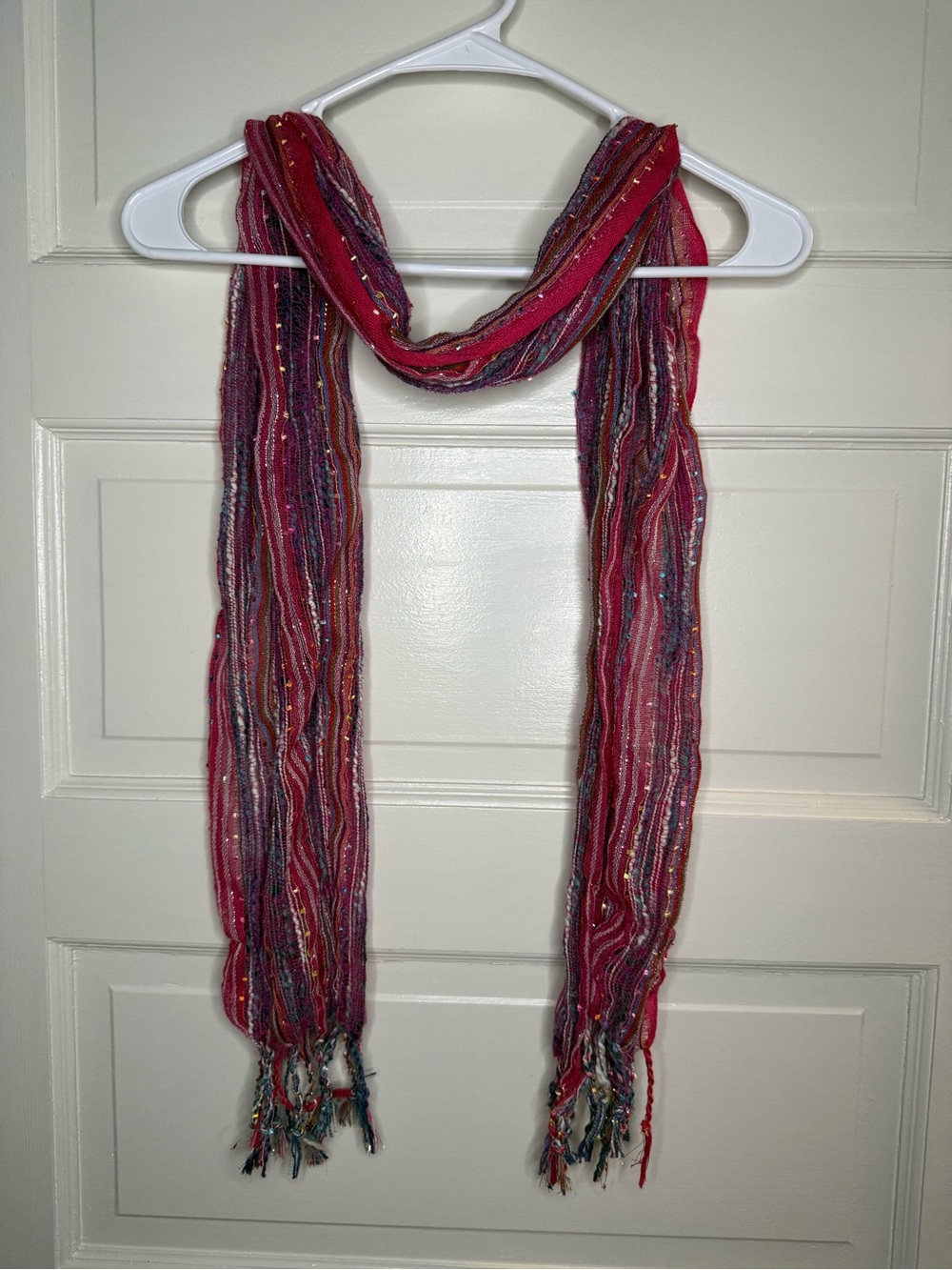 Woven Multicolor Pink Accent Scarf
